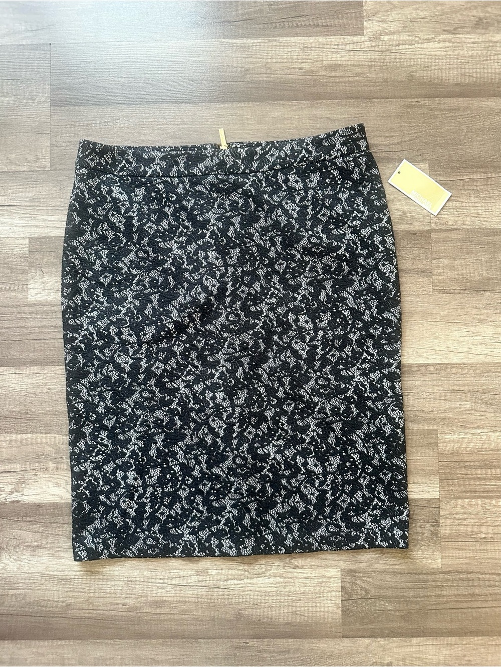 Michael Kors Black and white Lace-Effect Pencil Skirt